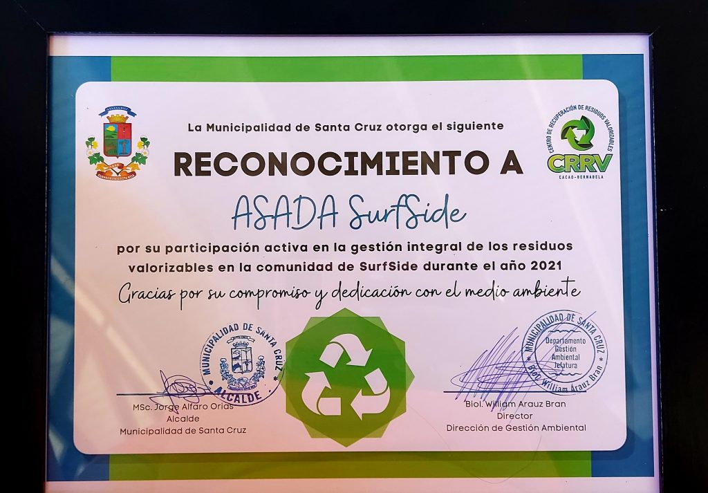 Reconocimiento Municipalidad de Santa Cruz